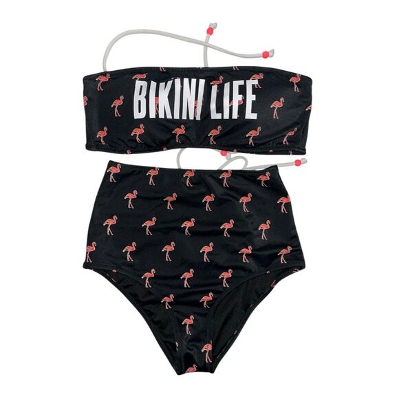 Victoria's Secret Black Flamingo Bikini Set Small Bikini Life Summer Swimwear - Picture 1 of 6
